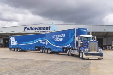 Followmont Transport’s new 38-pallet quad tri-axle B-double drop deck. Image: Jonathan Wood Photography.